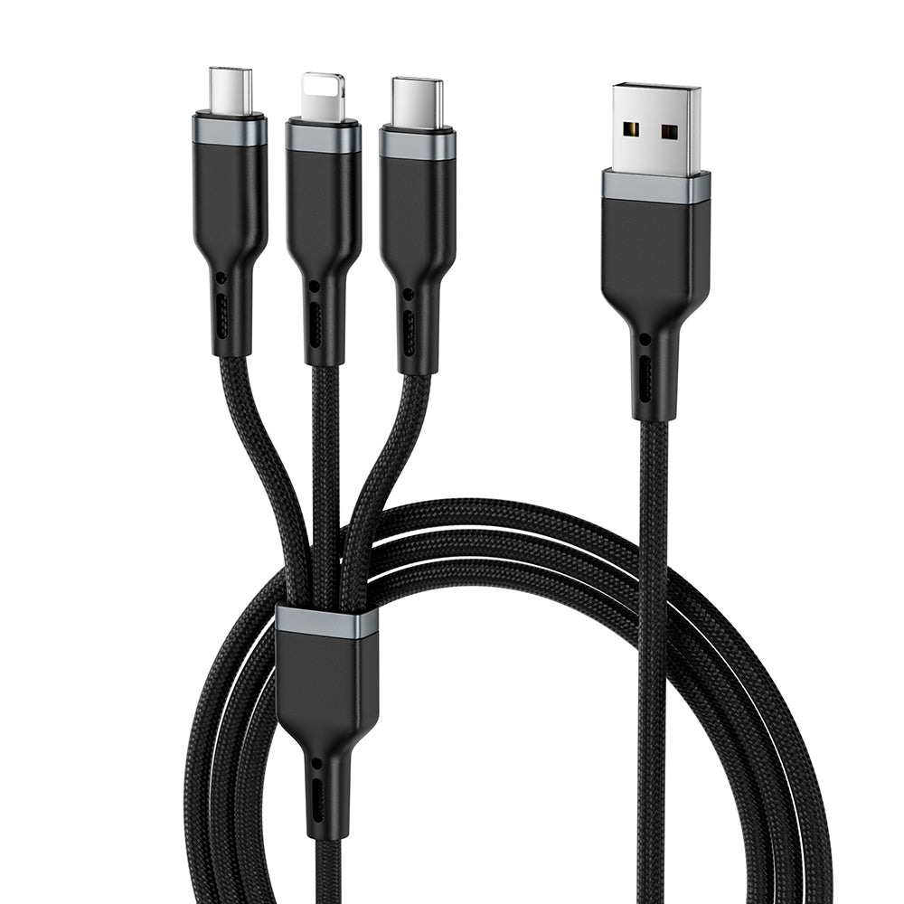 Wiwu Wi-C014 Platinum Serisi 3in1 USB-A to Lightning – Type-C – Micro Şarj ve Data Kablosu 3.1A 1.2m Wiwu Wi-C014 Platinum Serisi 3in1 USB-A to Lightning – Type-C – Micro Şarj ve Data Kablosu 3.1A 1.2m